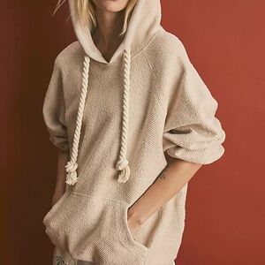 Free People Cream Textured Hoodie